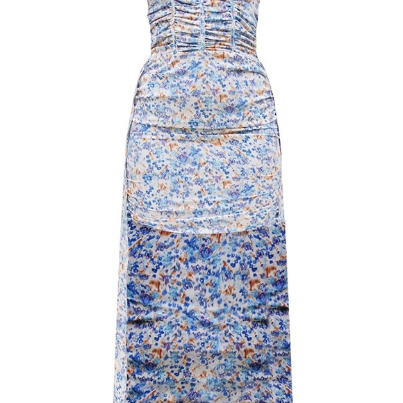 One Shoulder Dress Puff Sleeve Long Train Mini Blue Pretty Little Thing Small 4 - Picture 12 of 14